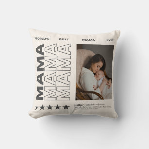 Coussin World Best Mama Typographie et photo personnalisée