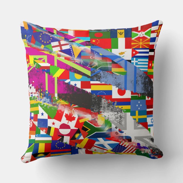 Coussin World Flag Global Glitch Abstract Collage  (Verso)