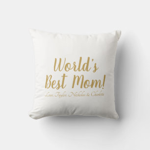 Coussin World’s Best Mom gold custom script mignon