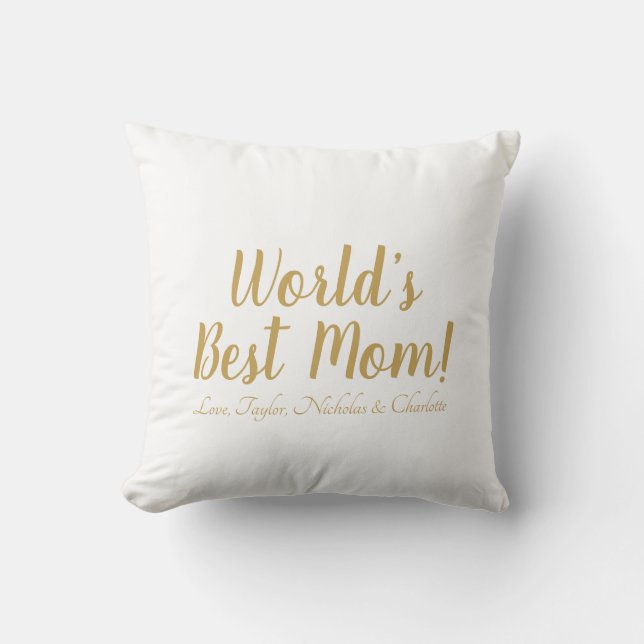 Coussin World’s Best Mom gold custom script mignon (Recto)