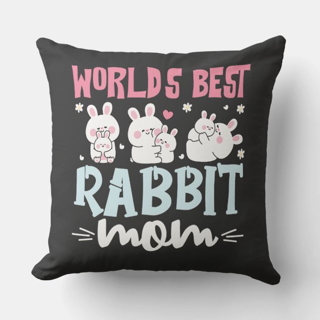 Coussin World's Best Rabbit Mom Decorative Throw Pillow (Recto)
