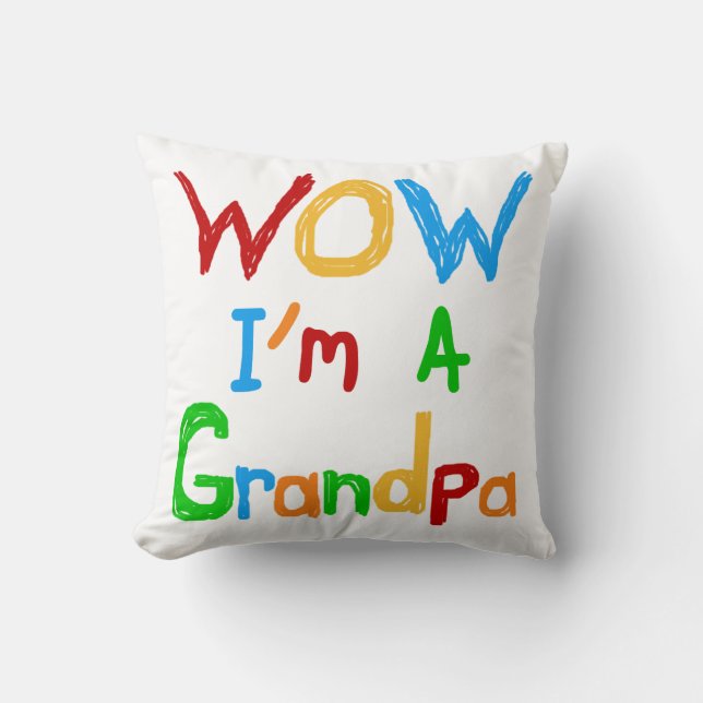 Coussin WOW Je suis un grand-père T-shirts et cadeaux (Recto)