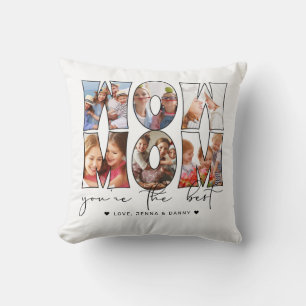 Coussin Wow Mom Citation Modern White 6 Photo Collage