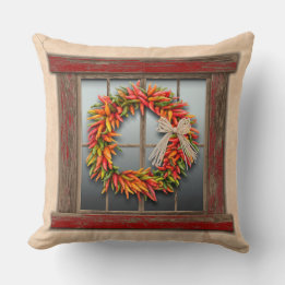 Coussin Wreath du sud-ouest du Chili sur une fenêtre en bo
