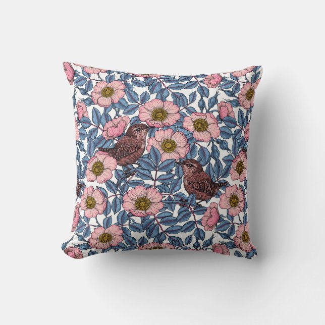 Coussin Wrens en rose (Recto)
