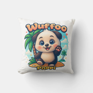 Coussin Wuffoo Poppi Chiot Mignon Kawaii Île Tropicale 