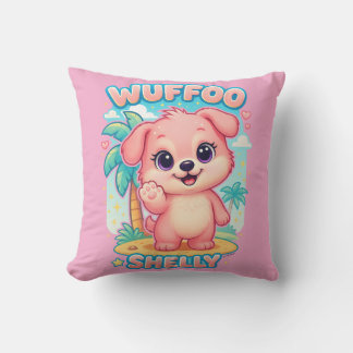 Coussin Wuffoo Shelly Kawaii Puppy Tropical Island