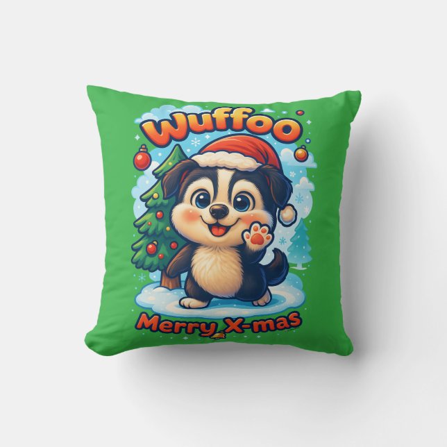 Coussin Wuffoo Surffie Merry X-mas Kawaii 3D Holiday (Recto)