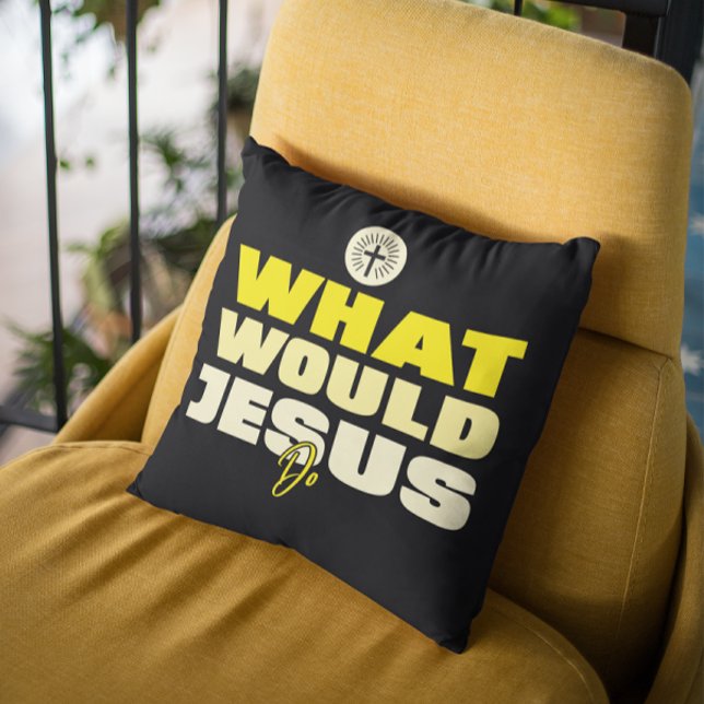 Coussin WWJD – What Would Jesus Do? Throw Pillow (Créateur téléchargé)