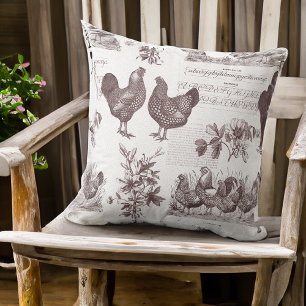 Coussin Wyandottes Poulet et Toile Vintage Rooster
