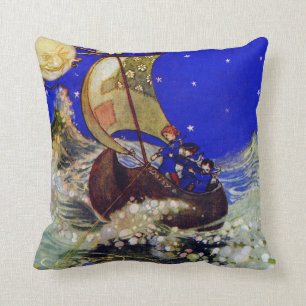 Coussin Wynken Blynken et enfants de signe d'assentiment