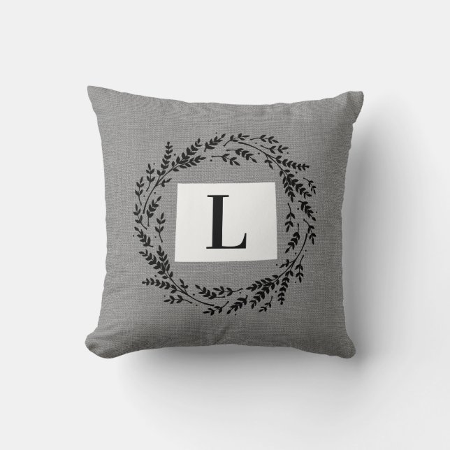 Coussin Wyoming Rustic Wreath Monogramme Jeu d'oreiller (Recto)