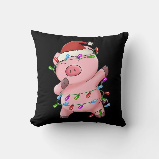 Coussin Xmas Gift Dabbing Pig Christmas (Recto)