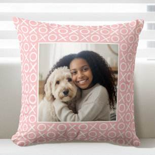 Coussin XOXO Câlins et Bisous 2 Photo personnalisée Rose p