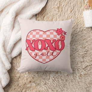 Coussin XOXO   Coeur rose mignon et amoureux