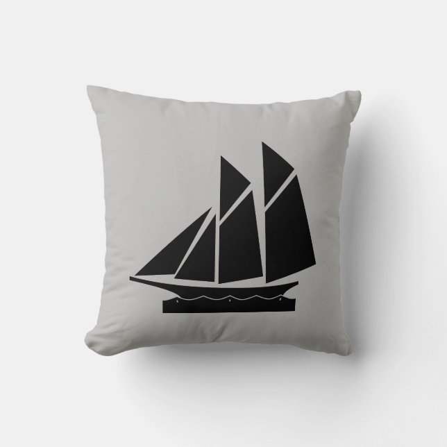 Coussin Yacht noir élégant sur gris clair (Recto)