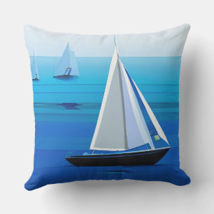 Coussin Yacht Sous Voile, Bleu Cobalt