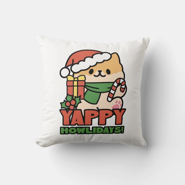 Coussin Yappy Howlidays - Jote Christmas Dog Cartoon (Recto)