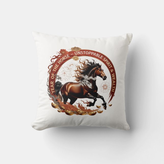 Coussin Year of the Horse Flame, Lunar Zodiac Gift (Recto)