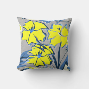 Coussin Yellow and blue flowers with sparkles.