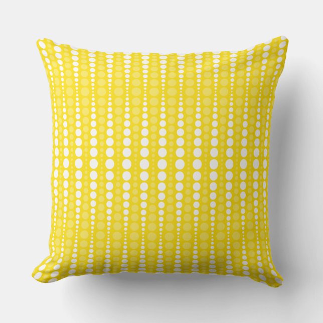 Coussin Yellow and White Polka dot Throw Pillow (Recto)