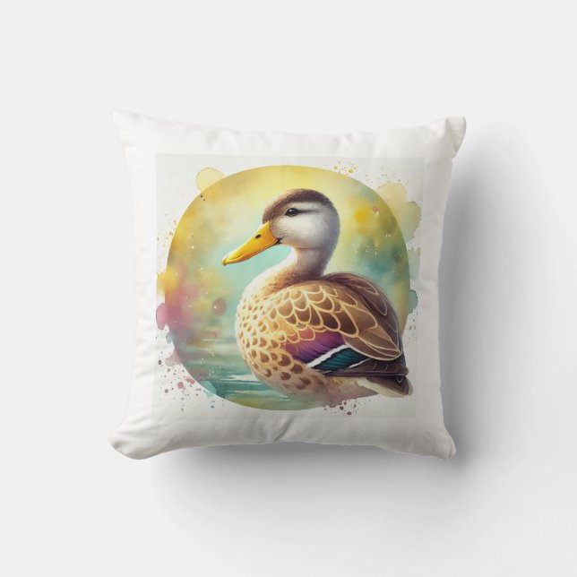 Coussin Yellow Billed Duck 180724AREF102 - Watercolor (Recto)