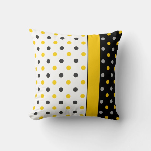 Coussin Yellow, Gray, Black and White Polka Dot (Recto)