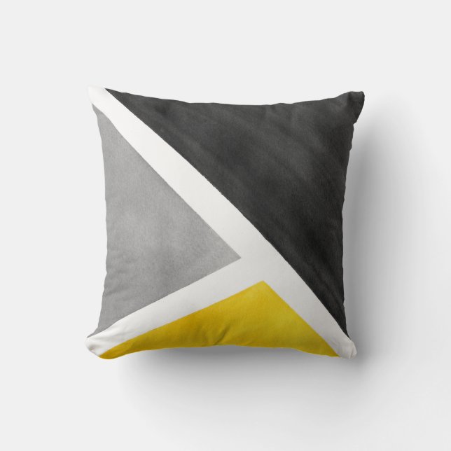Coussin Yellow Gray White Watercolor (Front)