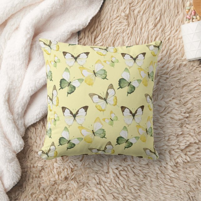 Coussin Yellow Green Butterflies Birthday (Couverture)