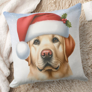 Coussin Yellow Labrador Retriever Christmas Père Noël Chie