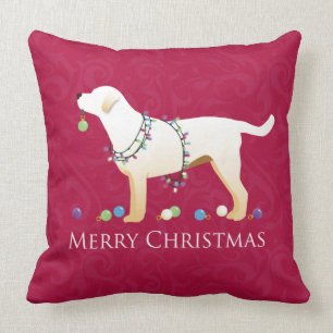 Coussin Yellow Labrador Retriever Joyeux Noël Design