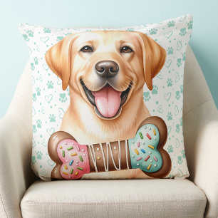 Coussin Yellow Labrador Retriever mignon Chien de vacances