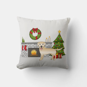Coussin Yellow Labrador Retriever - Salle de Noël festive