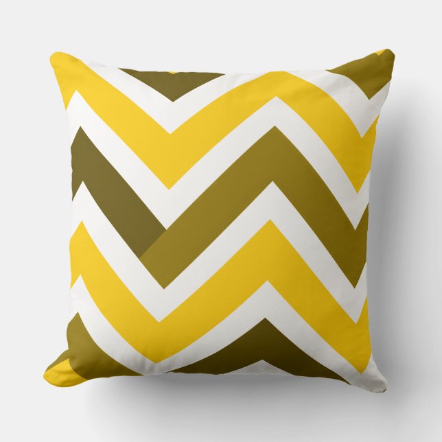 Coussin Yellow Olive Chevron Geometric Pattern (Recto)