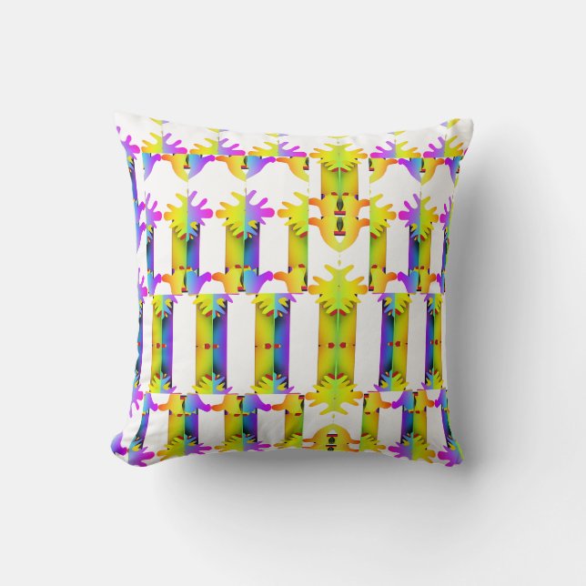 Coussin Yellow Purple Blossoms Mirror Design  Decorator  (Recto)