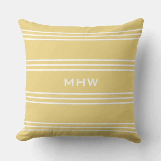 Coussin Yellow Stripes personnalisé monogramme lancer orei (Recto)