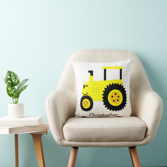 Coussin Yellow Tractor Design Personalised (Chaise)
