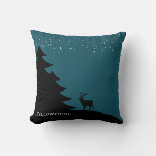 Coussin Yellowstone Thlow Pillow Elk and Stars