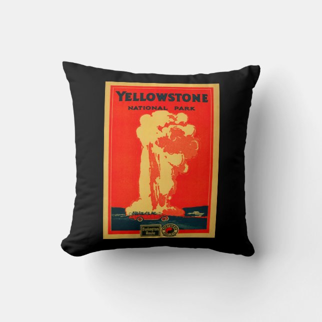 Coussin Yellowstone, vieille affiche fidèle de la (Recto)