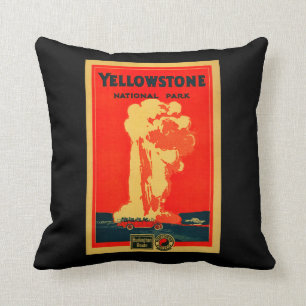 Coussin Yellowstone, vieille affiche fidèle de la