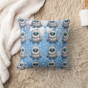 Coussin Yeti Standing Cute Kawaii Snowflakes Motif