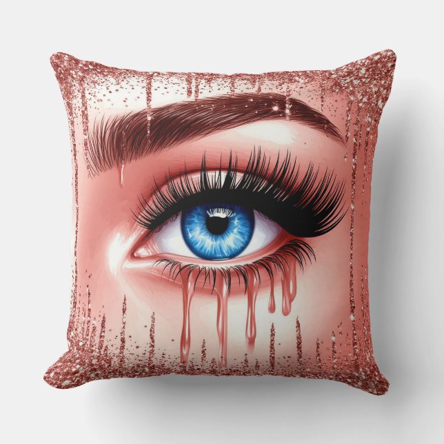Coussin 💋 Yeux Bleus Dramatiques Décor Glam Pour les Amat (Recto)