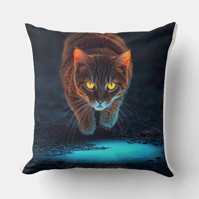 Coussin Yeux Brûlants Chat Esthétique Illustration de la F (Recto)