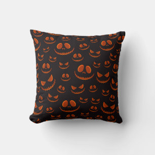 Coussin Yeux Citrouilles sculptés et sourire mal - Hallowe