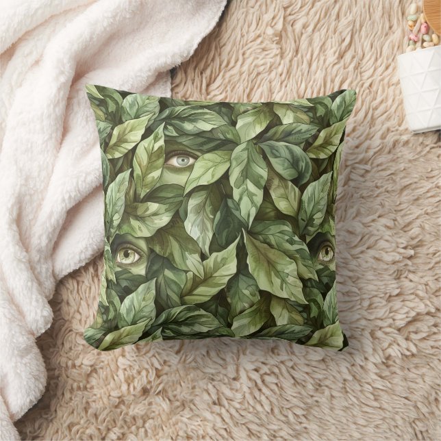 Coussin Yeux de Gobelin aux Feuilles Vertes   (Couverture)