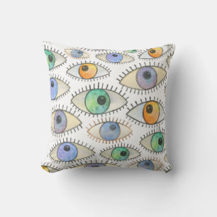 Coussin Yeux humains : aquarelle ouverte du regard