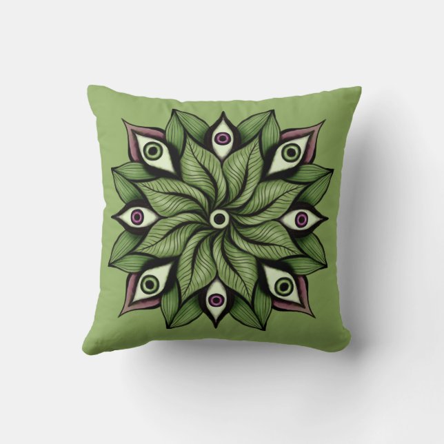 Coussin Yeux Psychédéliques Mandala - Trippy Floral à deux (Verso)