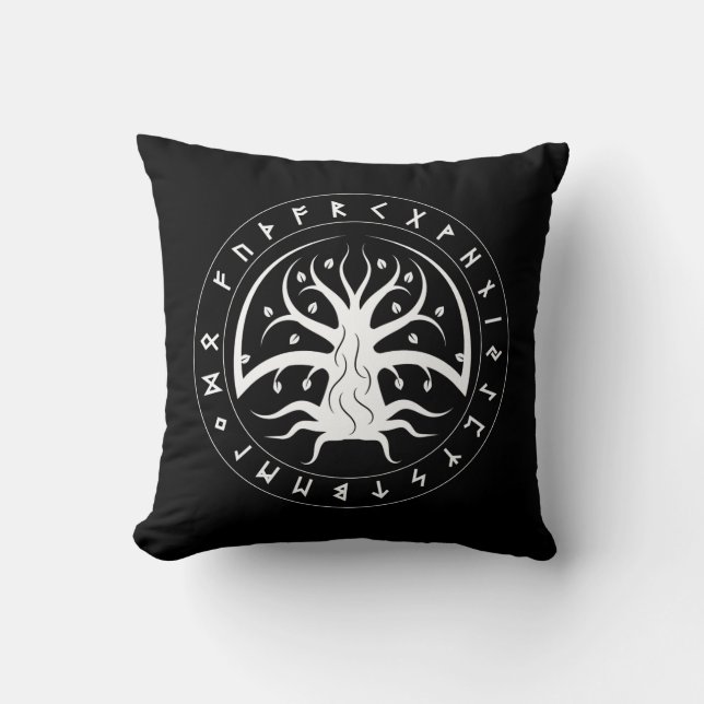 Coussin Yggdrasil Circle Runes Throw Pillows (Recto)