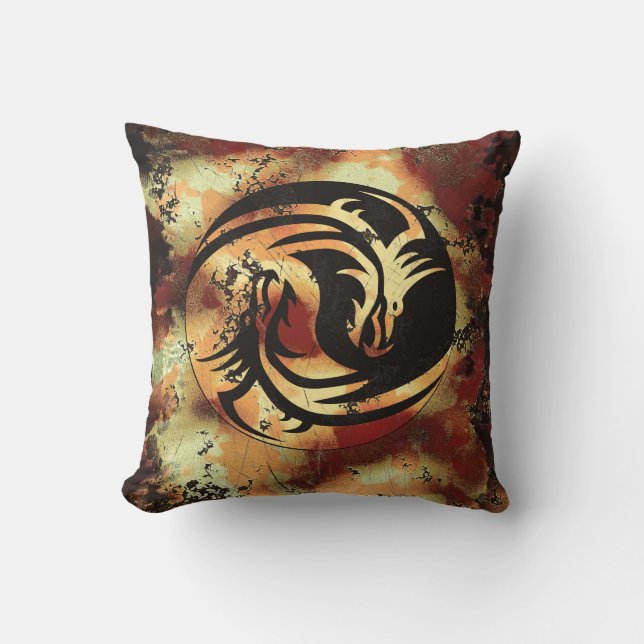 Coussin Yin and Yang Asian Dragons (Recto)