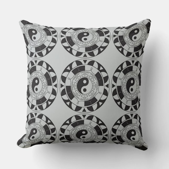 Coussin Yin et Yang Carrelé Asiatique Motif de symbole Cou (Recto)